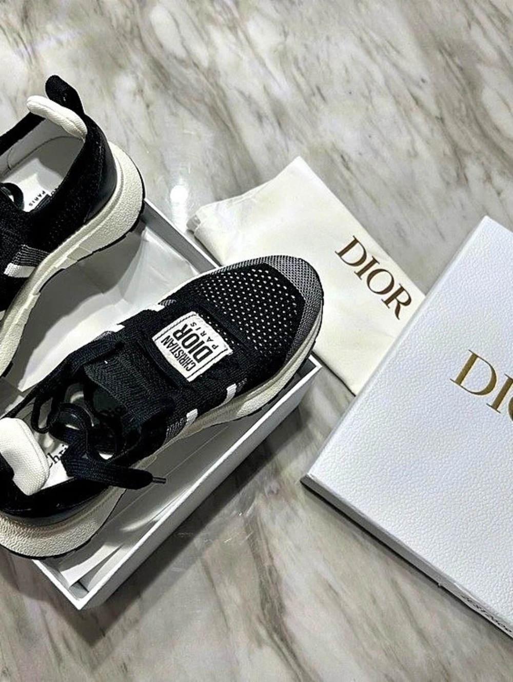 Christian Dior B27 Black & White Sneakers EU 37/ US 7 - Picture 3 of 6